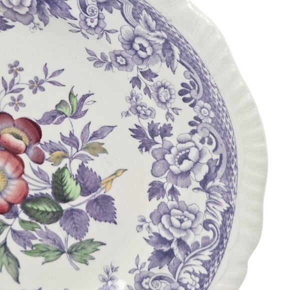 Copeland Spode Mayflower 2 Salad Plates Floral Lavender Border Vintage England - Picture 8 of 11